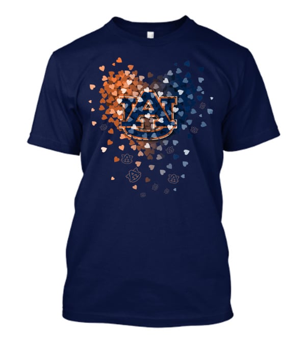 Auburn Tigers Au Logo With Orange And Blue Heart Confetti T-Shirt
