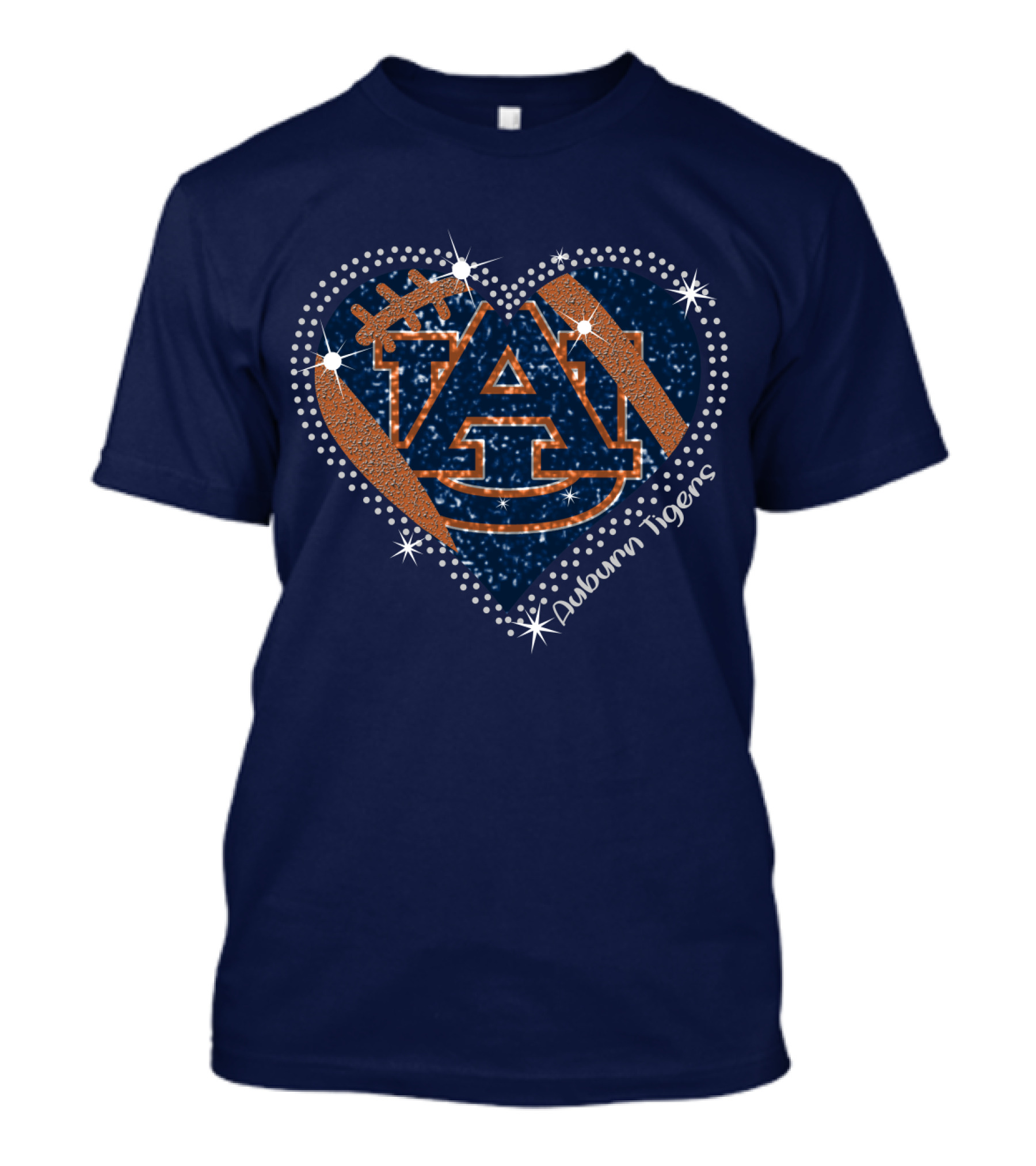 Auburn Tigers Heart With Football T-Shirt