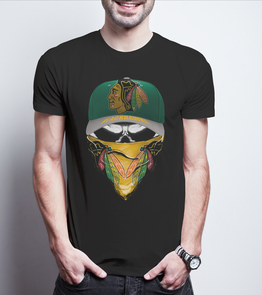 Chicago Blackhawks Logo Cap And Mask Combo T-Shirt
