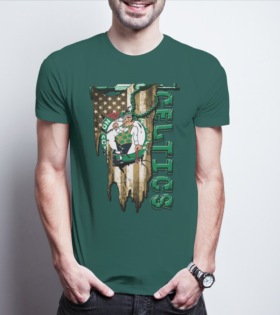 Boston Celtics Vintage American Flag T-Shirt