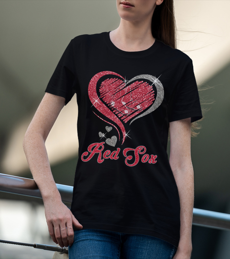 Red Sox Heart Glitter T-Shirt