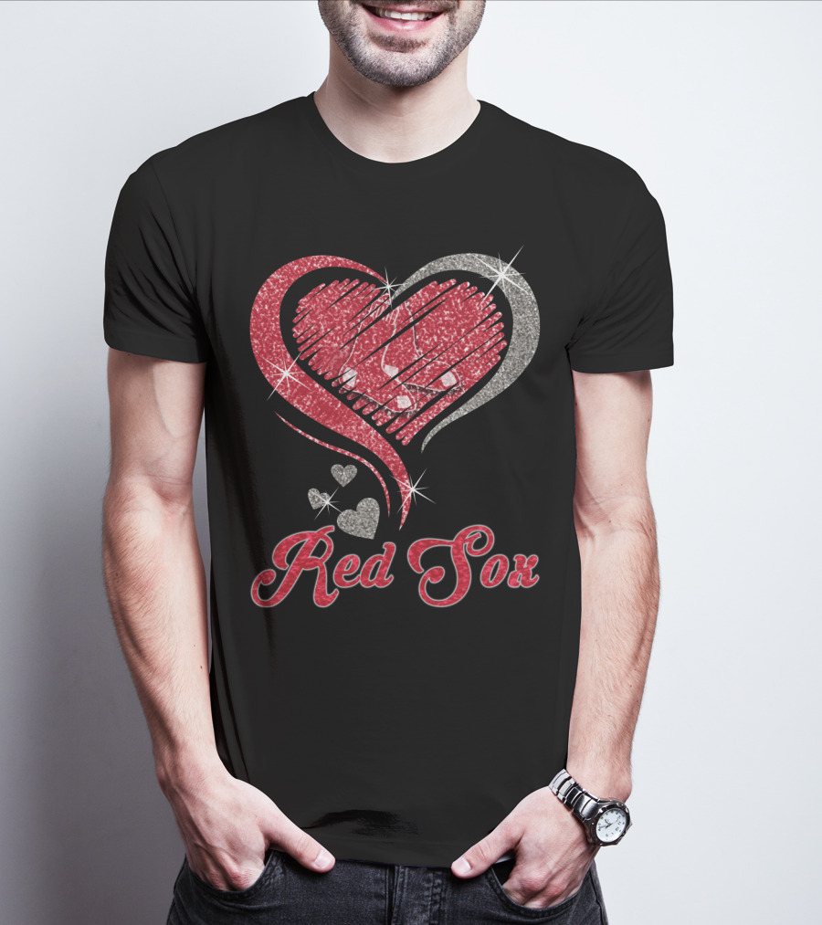 Red Sox Heart Glitter T-Shirt