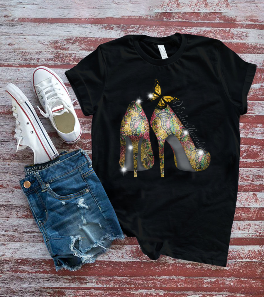 Chicago Blackhawks Heels With Butterfly Embellishment T-Shirt