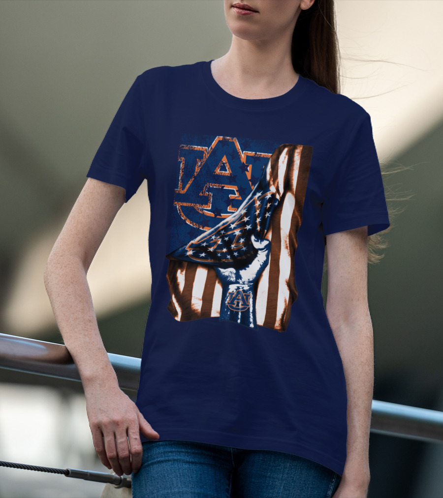 Auburn Tigers American Flag Hand Symbol With Au T-Shirt