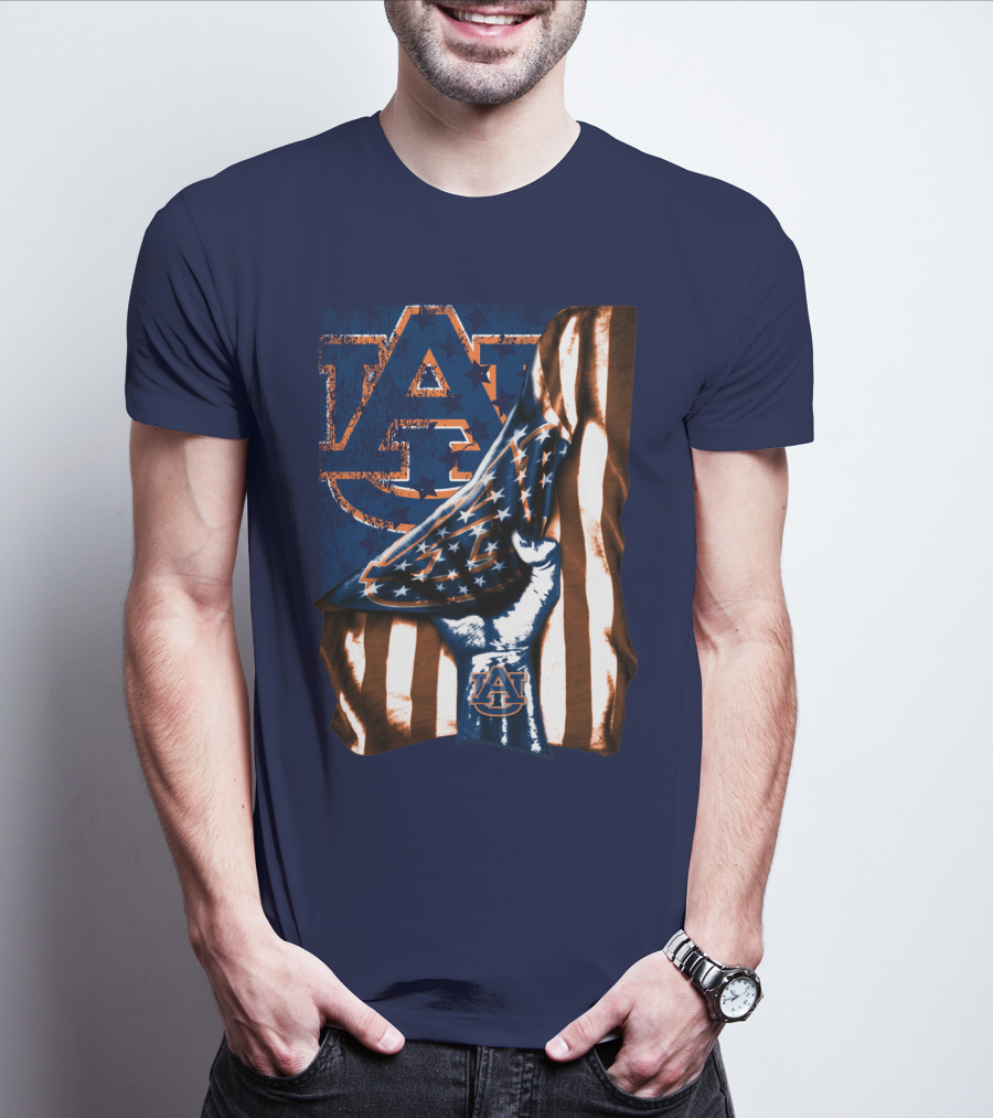 Auburn Tigers American Flag Hand Symbol With Au T-Shirt