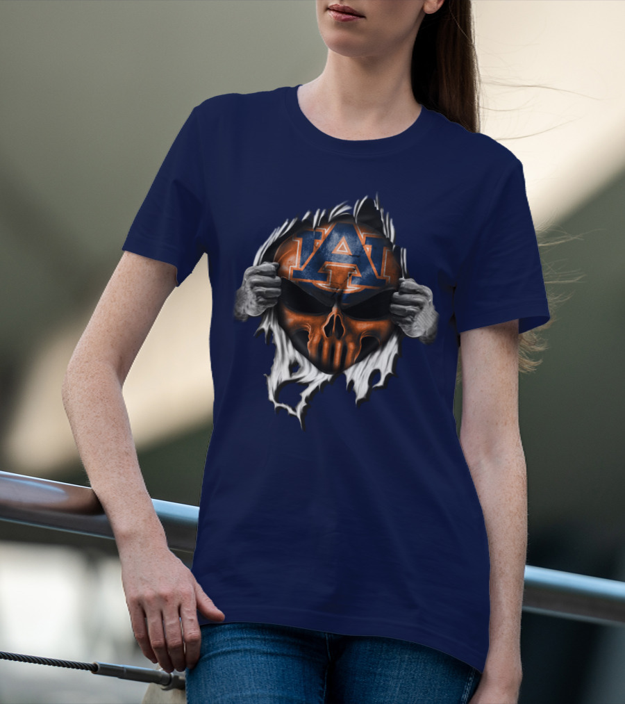 Auburn Tigers Skull Face Peel T-Shirt