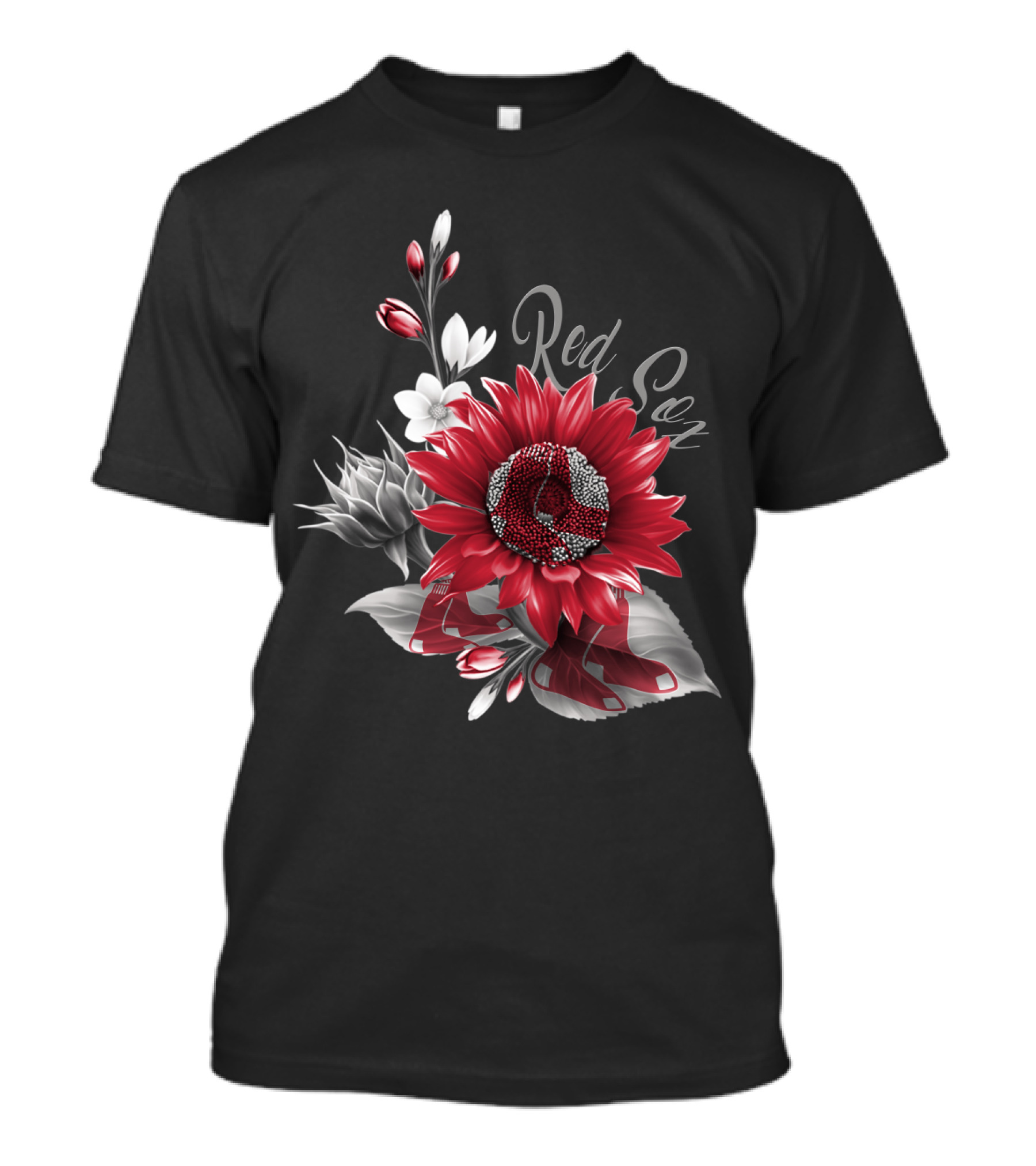 Boston Red Sox Red And White Floral T-Shirt