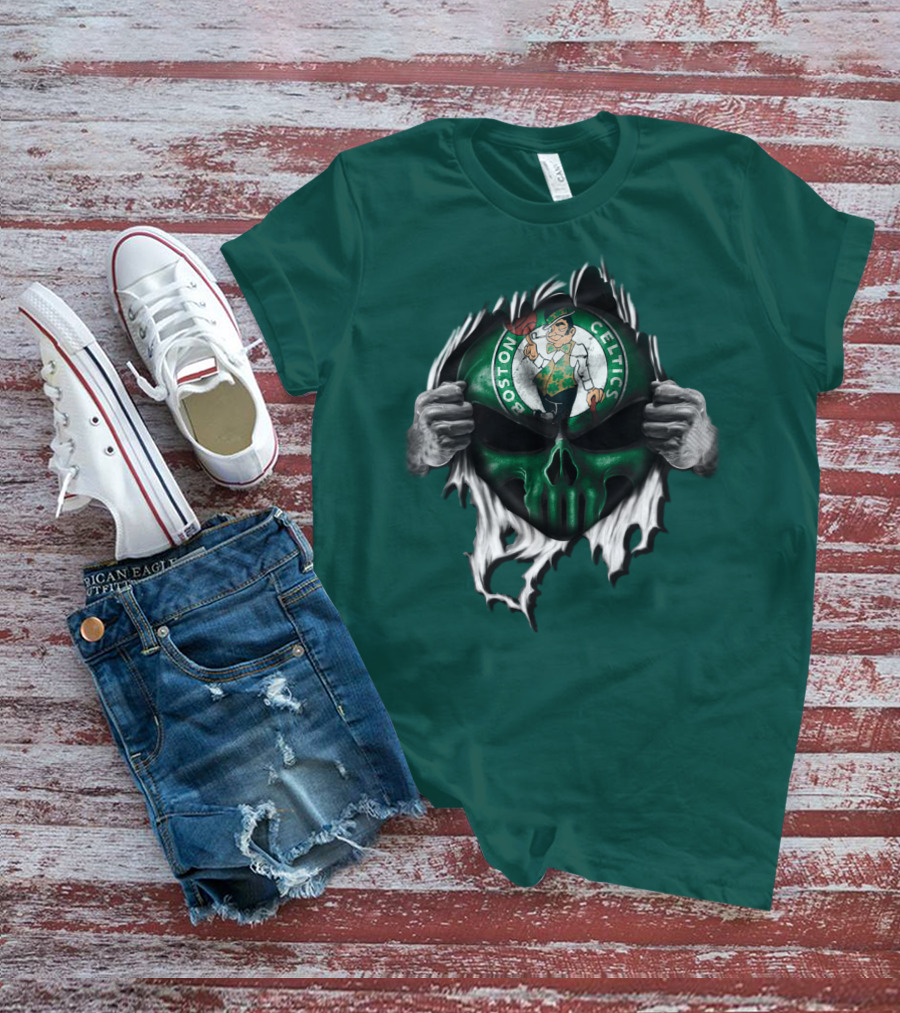 Boston Celtics Skull And Leprechaun Emblem T-Shirt