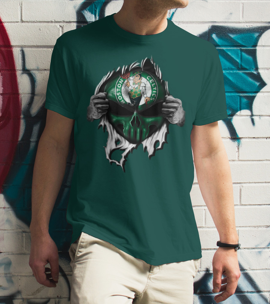 Boston Celtics Skull And Leprechaun Emblem T-Shirt