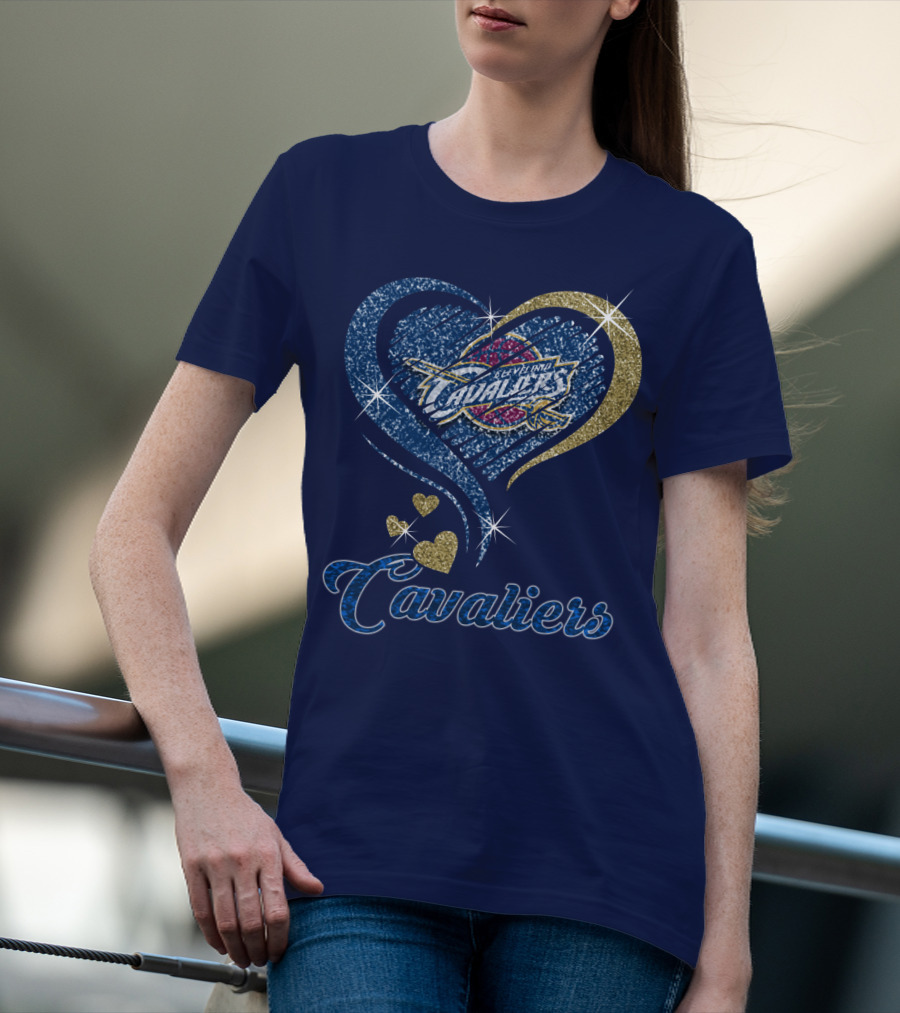 Cleveland Cavaliers Heart Logo Sparkle T-Shirt