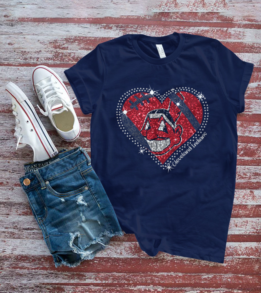 Cleveland Indians Heart Design With Effect T-Shirt