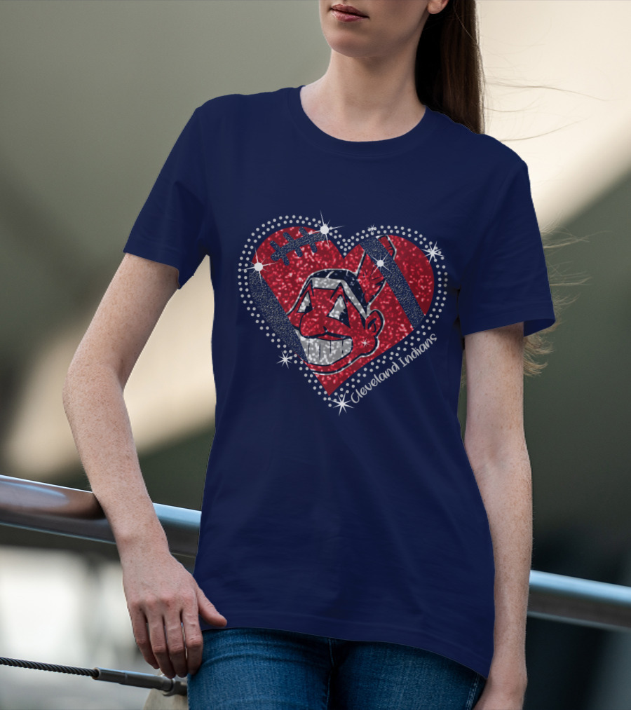 Cleveland Indians Heart Design With Effect T-Shirt