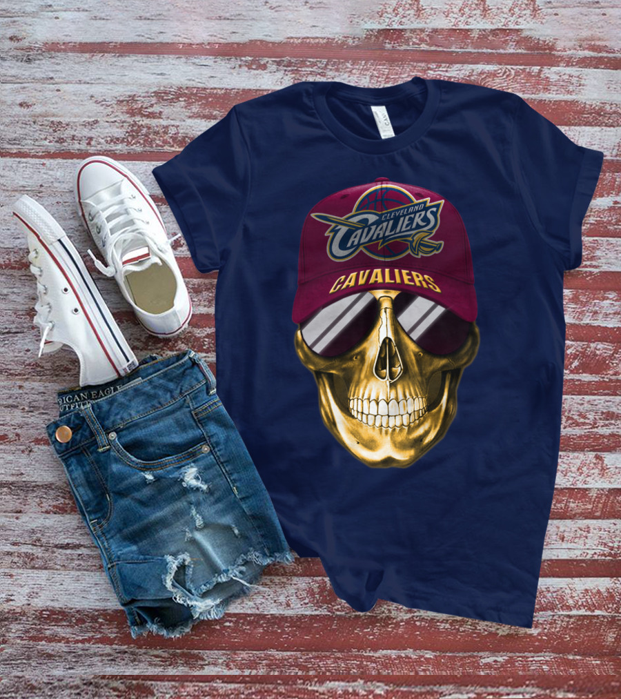 Cleveland Cavaliers Skull Hat Nba Basketball Fan Gear T-Shirt