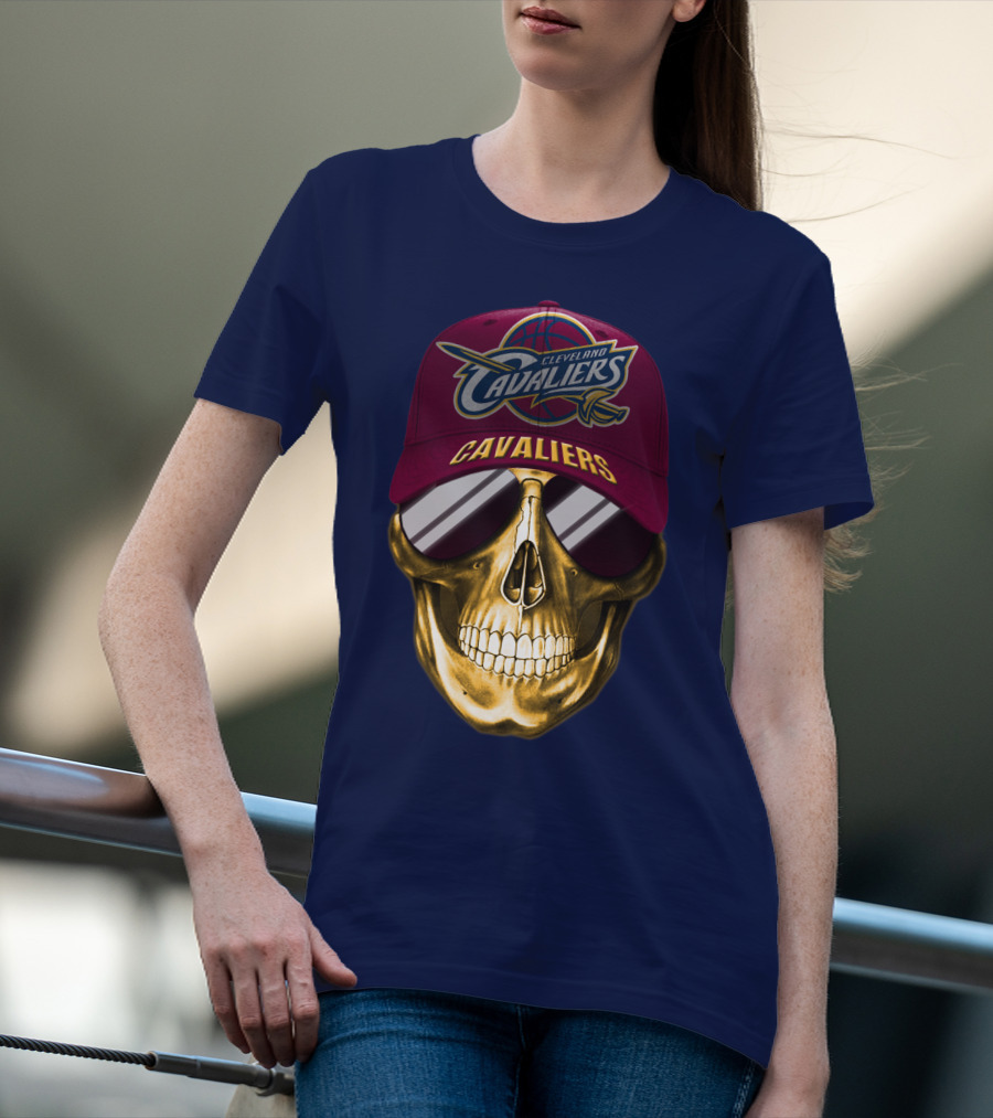 Cleveland Cavaliers Skull Hat Nba Basketball Fan Gear T-Shirt