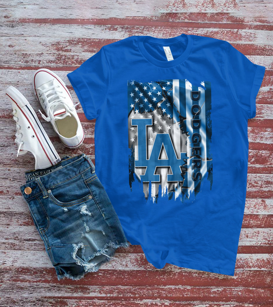 La Dodgers American Flag Blue T-Shirt