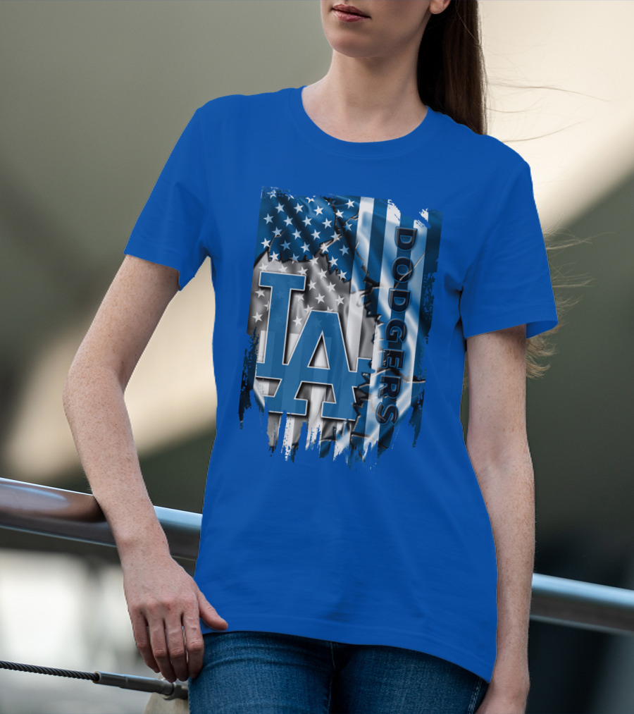 La Dodgers American Flag Blue T-Shirt
