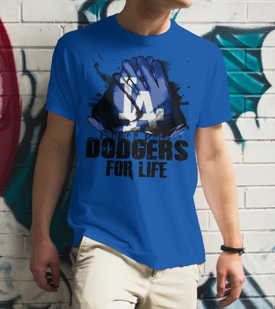La Dodgers For Life Blue Graphic Featuring Iconic Logo With Hands T-Shirt