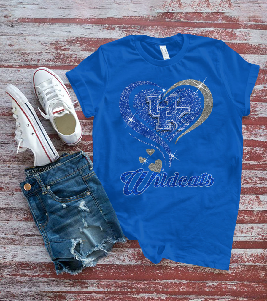 Uk Wildcats Heart Shaped Glitter T-Shirt