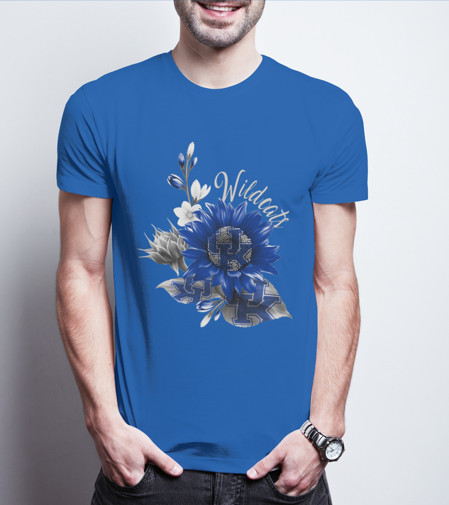 Wildcats Kentucky Blue Flowers K T-Shirt
