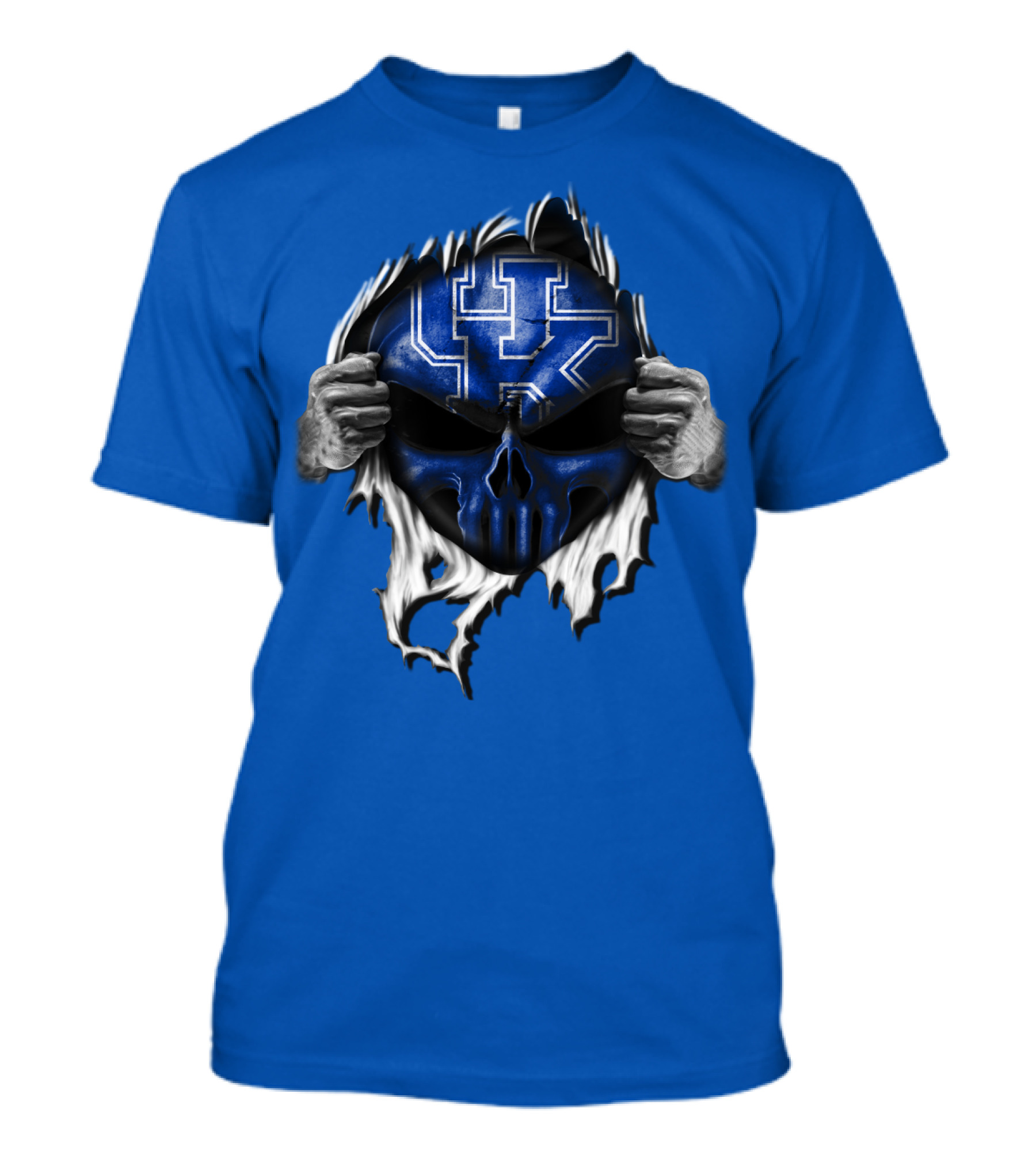 Kentucky Wildcats Skull UK Logo Blue Background T-Shirt