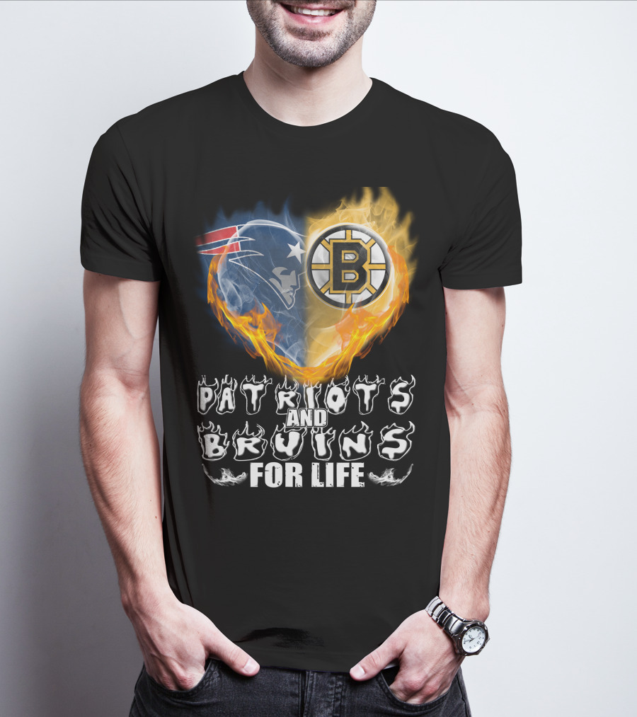 Patriots And Bruins For Life Nfl Nhl Sports Fan T-Shirt