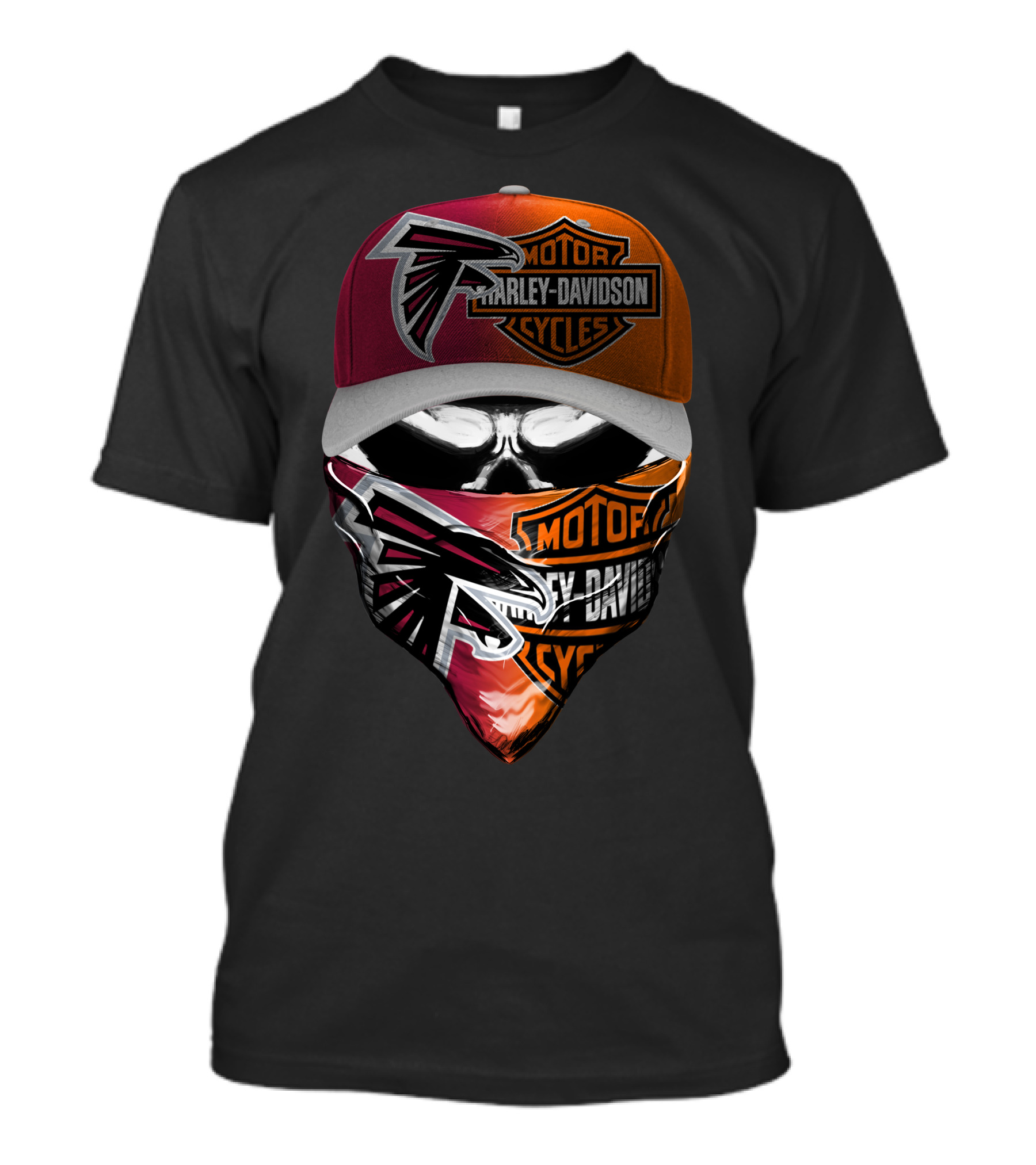 Atlanta Falcons Harley Davidson Motorcycles Mask Hat Combo T-Shirt