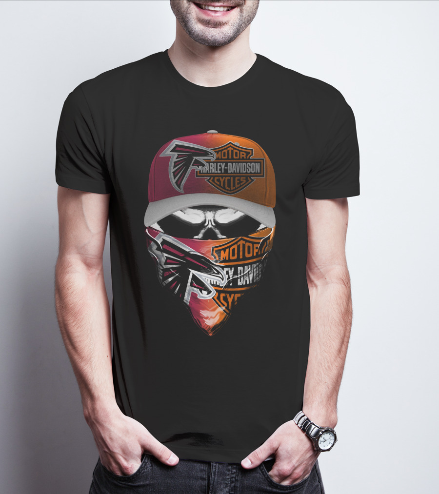 Atlanta Falcons Harley Davidson Motorcycles Mask Hat Combo T-Shirt