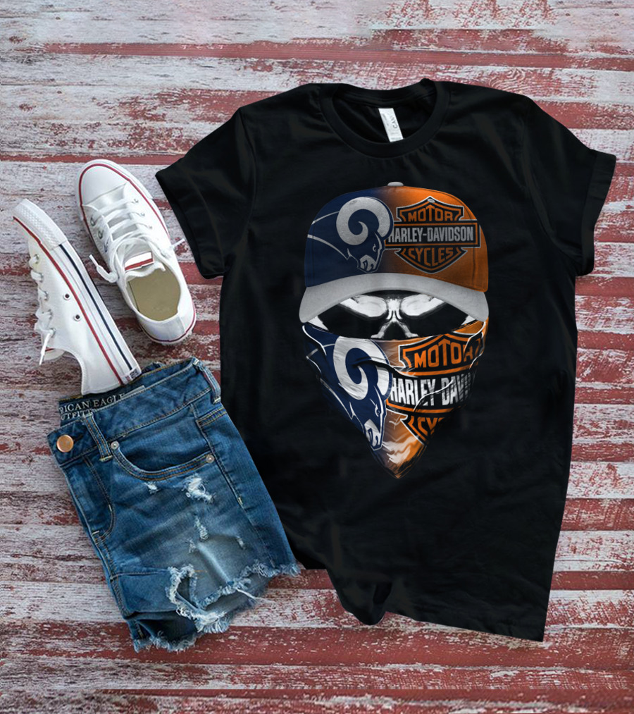 Motorcycles Rams 18Hl Skull Mask Hat Moto Cycles T-Shirt
