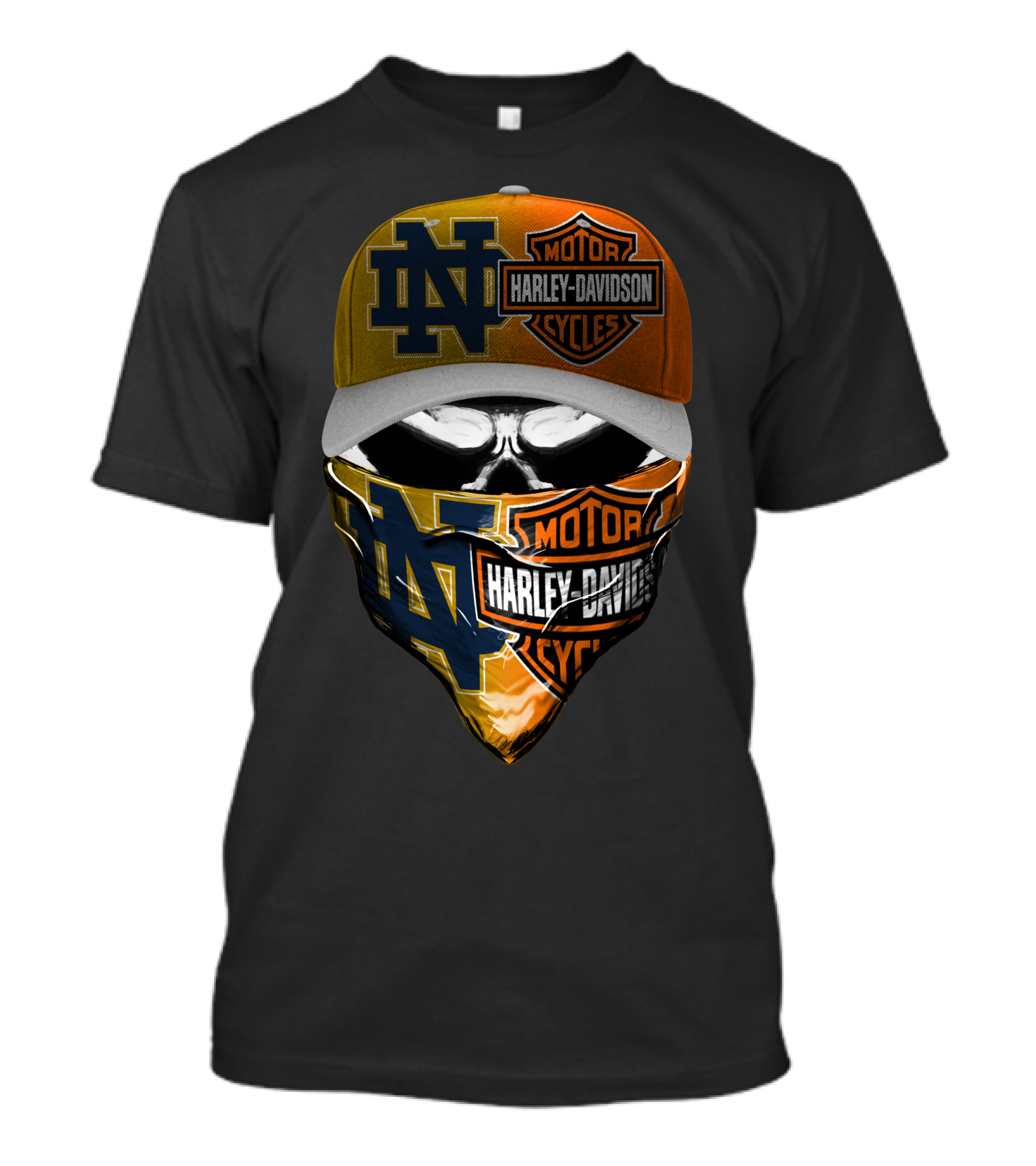 Notre Dame Fighting Irish Harley Davidson Skull Mask Combo T-Shirt