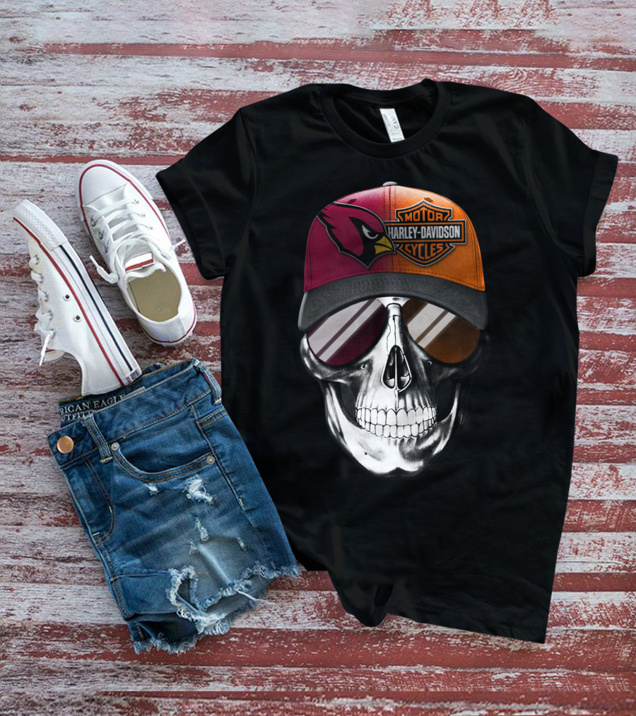 Harley Davidson Arizona Cardinals Skull T-Shirt