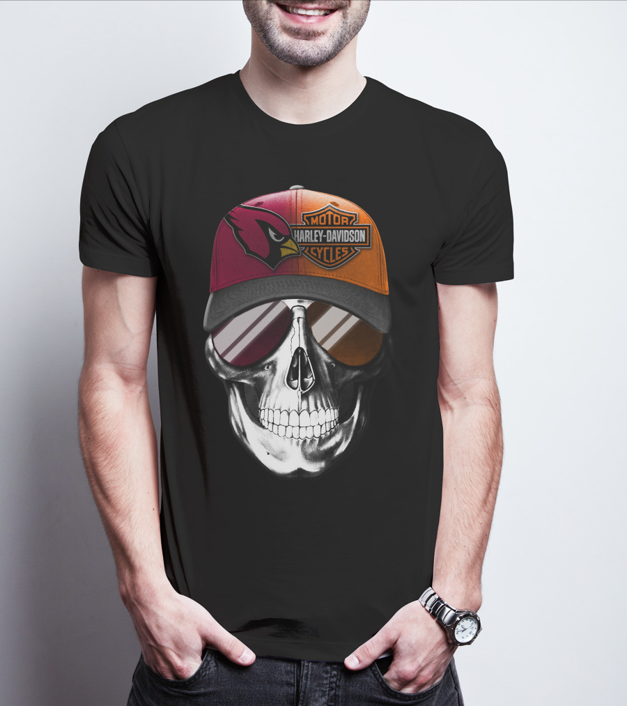 Harley Davidson Arizona Cardinals Skull T-Shirt