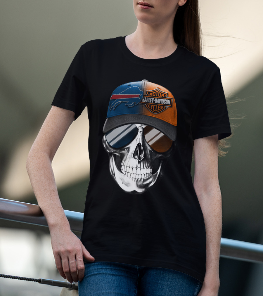 Buffalo Bills Harley Davidson Skull Cap T-Shirt