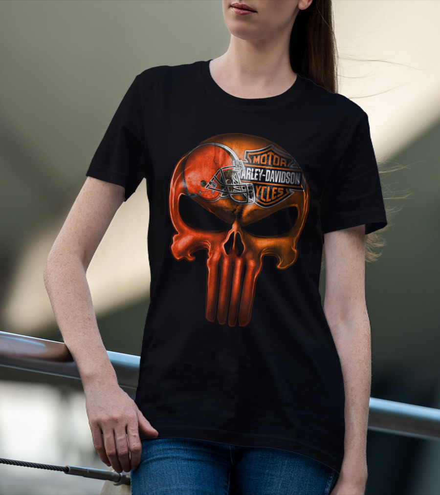 Harley Davidson Skull With Football Helmet T-Shirt