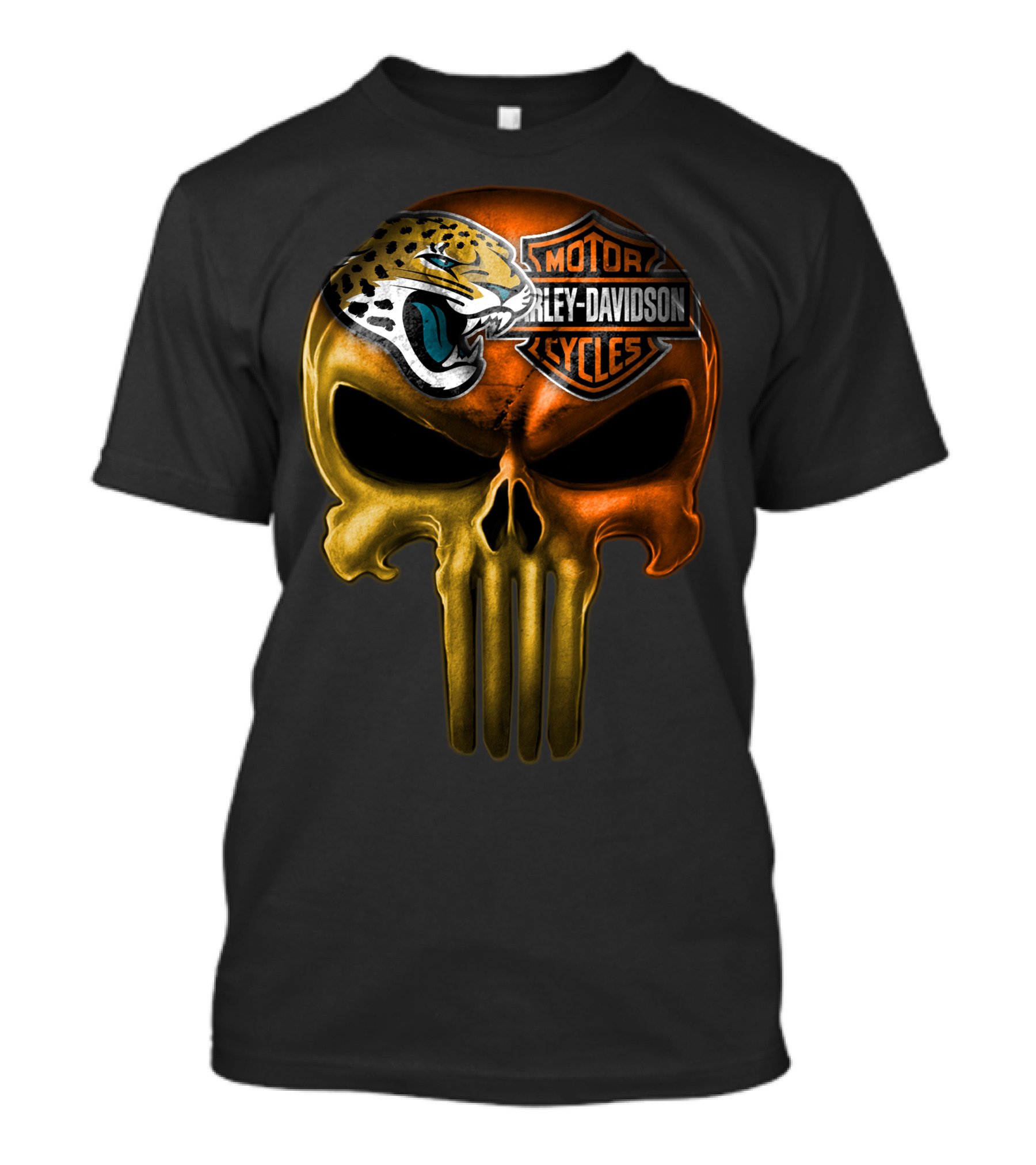 Jacksonville Jaguars Harley Davidson Skull T-Shirt