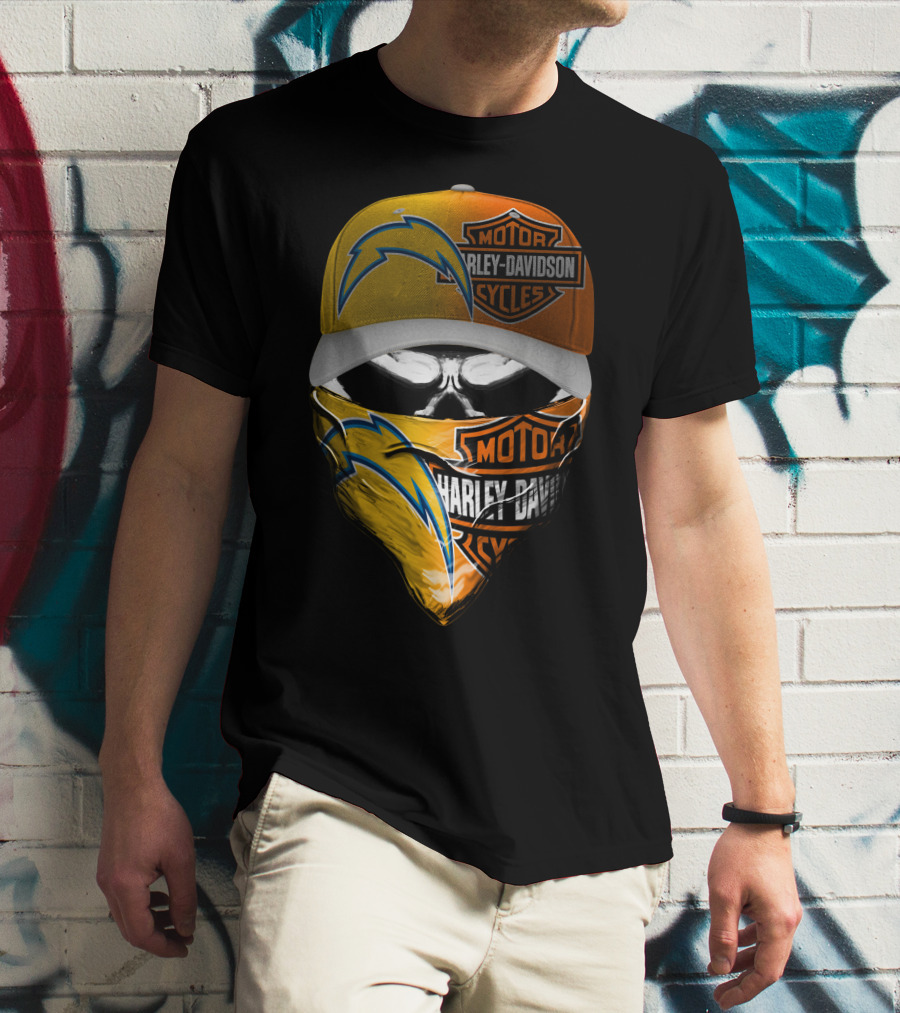 Motor Harley Davidson Los Angeles Chargers Skull T-Shirt
