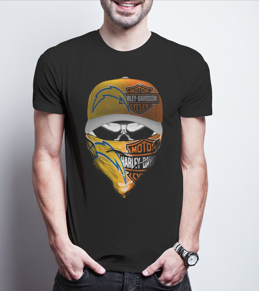 Motor Harley Davidson Los Angeles Chargers Skull T-Shirt