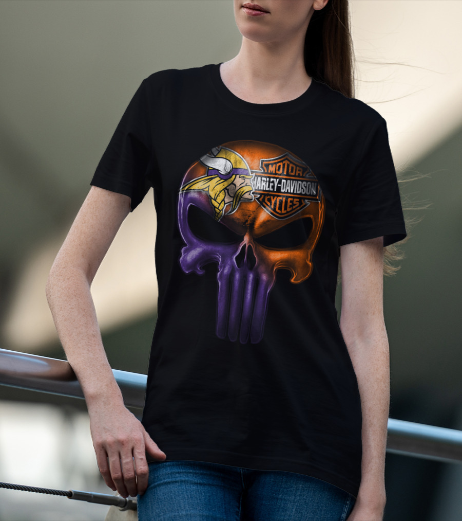 Vikings Skull Harley Davidson Punisher Crossover 20Hl T-Shirt