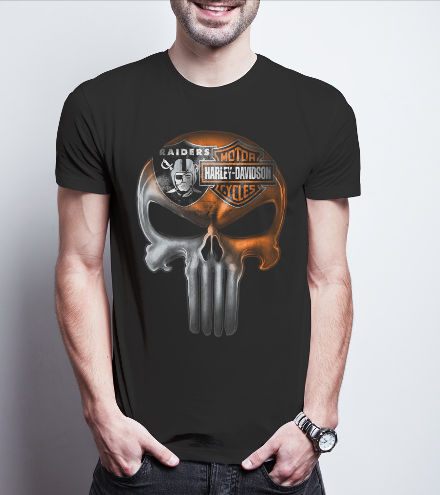 Raiders Harley Davidson Punisher Skull T-Shirt