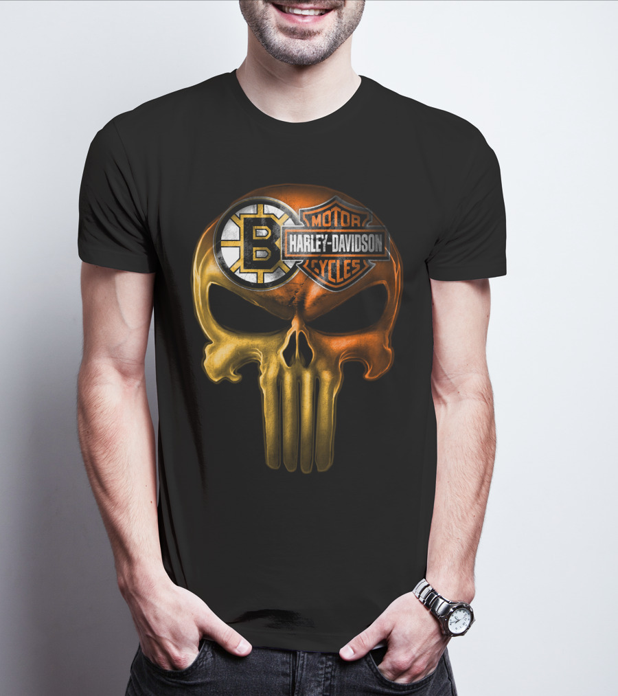 Boston Bruins Harley Davidson Skull 05Ahl T-Shirt