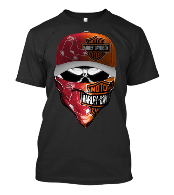 Harley Davidson Motorcycles Boston Red Sox Hat And Bandana T-Shirt