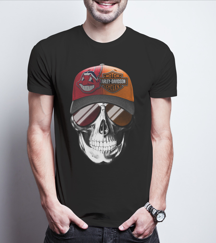 Cleveland Indians Harley Davidson Skull 11Ahl T-Shirt