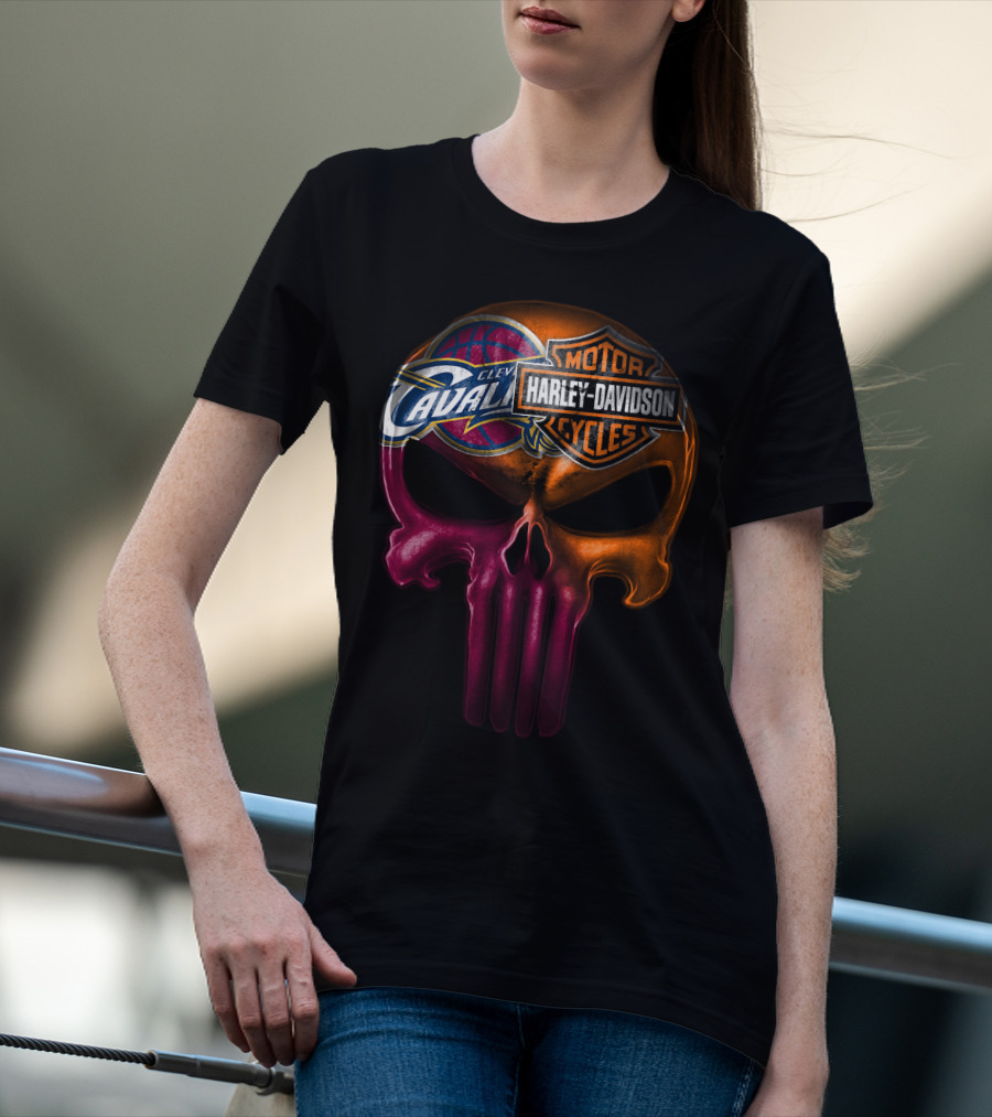 Cleveland Cavaliers Harley Davidson Skull T-Shirt