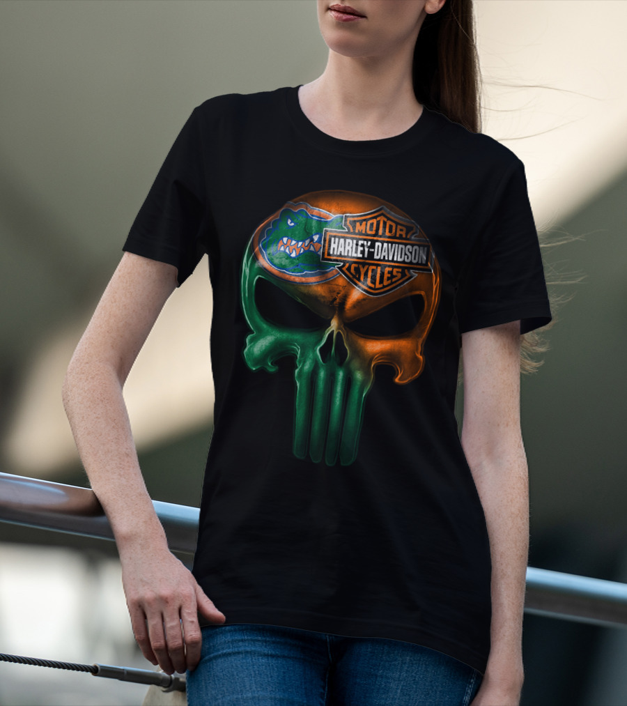 Florida Gators Harley Davidson Punisher Skull T-Shirt