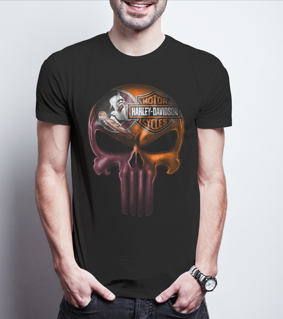 Harley Davidson And Seminoles Skull Fusion T-Shirt