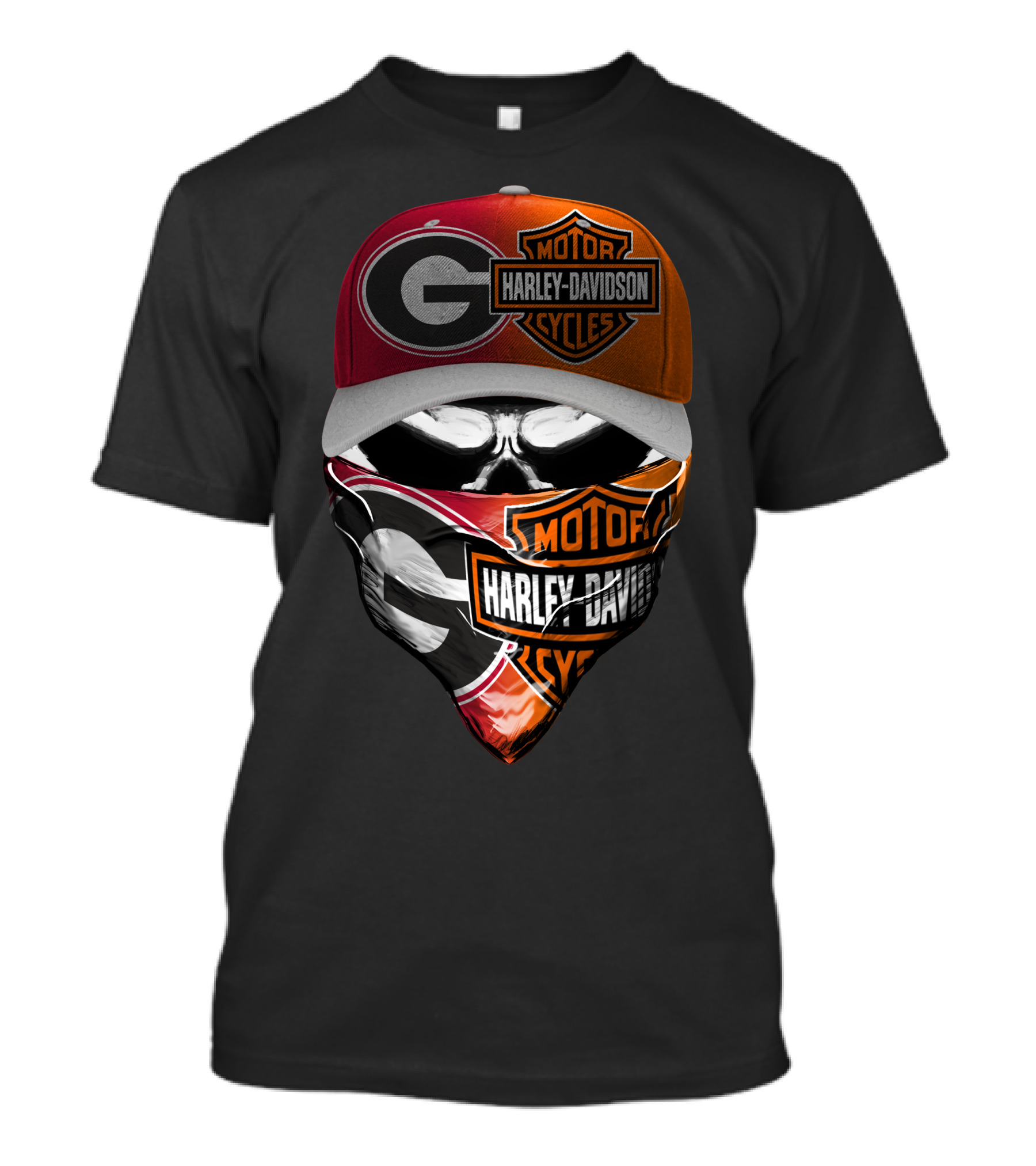 Georgia Bulldogs Harley Davidson Motorcycles Skull Mask T-Shirt