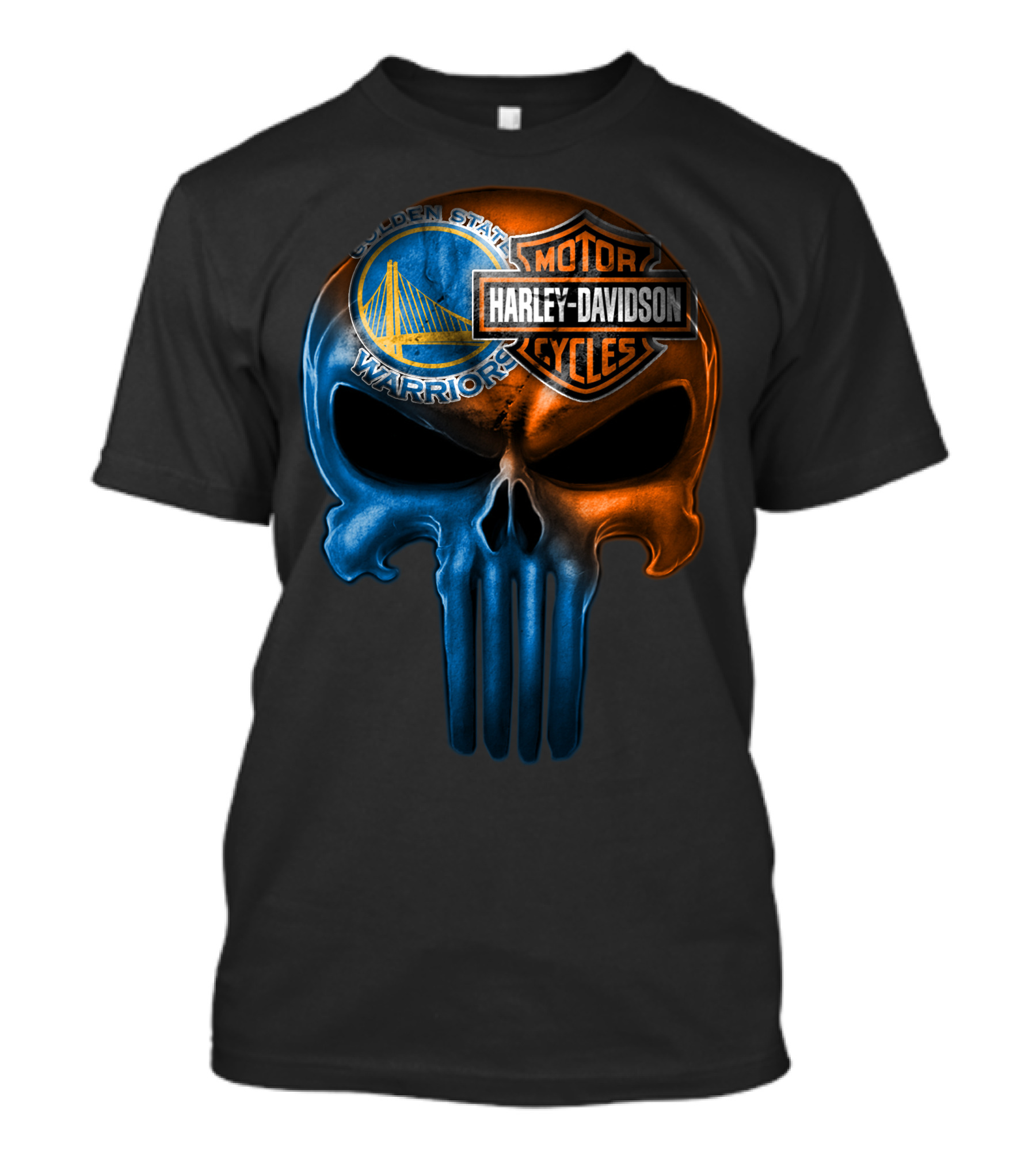 Golden State Warriors Harley Davidson Punisher Skull T-Shirt