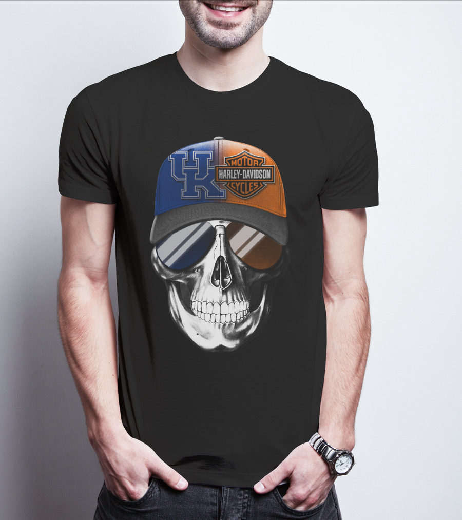 Kentucky Wildcats Harley Davidson Skull Hat T-Shirt