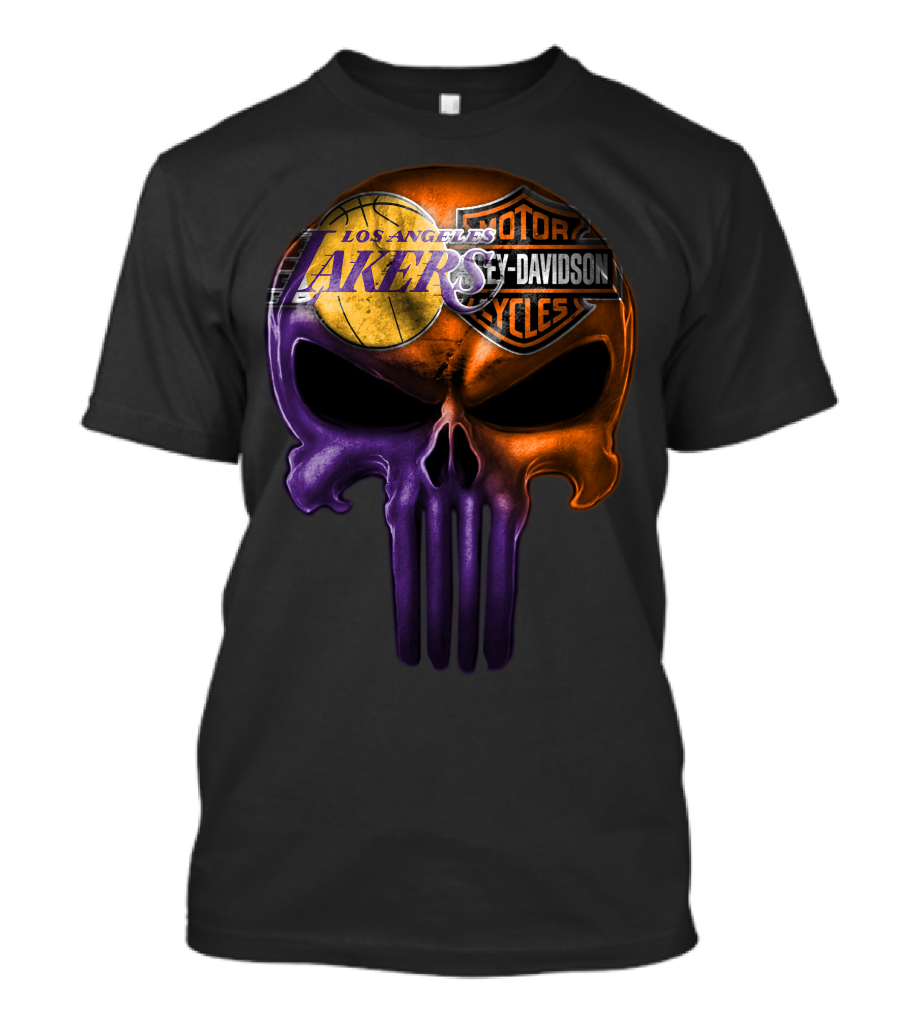 Los Angeles Lakers Harley Davidson Skull T-Shirt