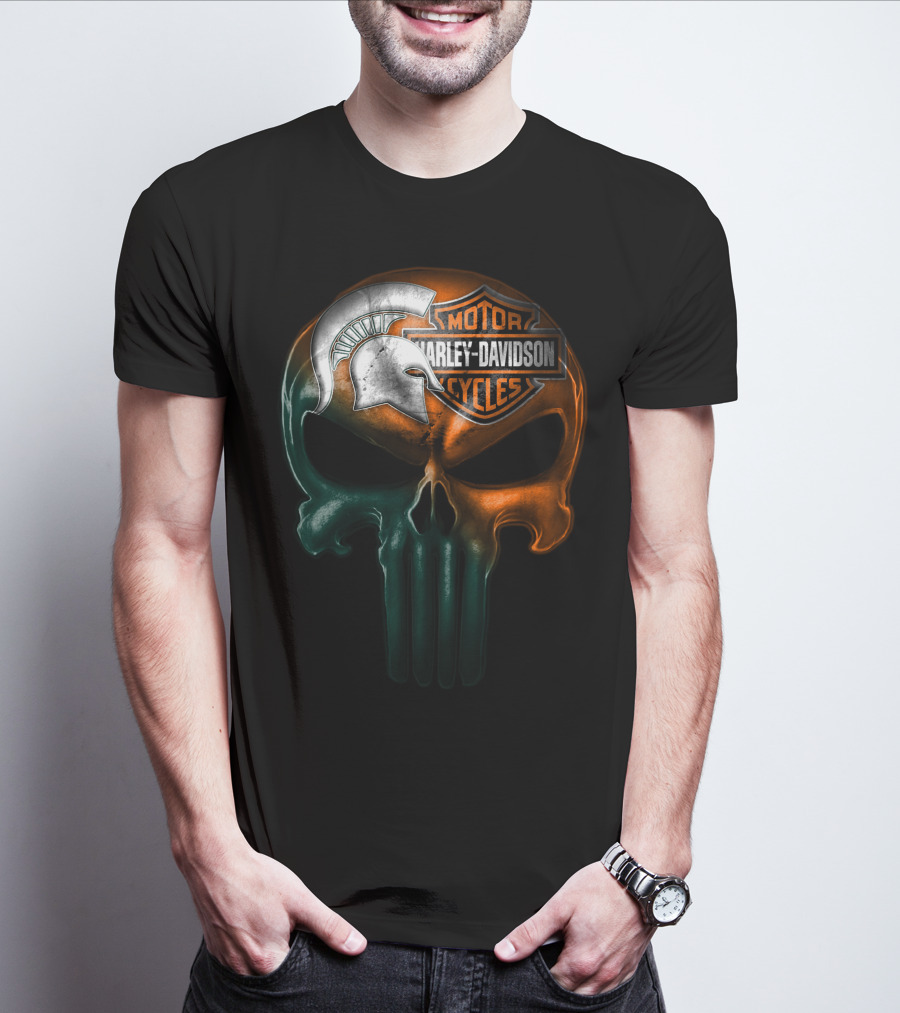 Harley Davidson Motor Cycles Spartan Helmet Skull T-Shirt