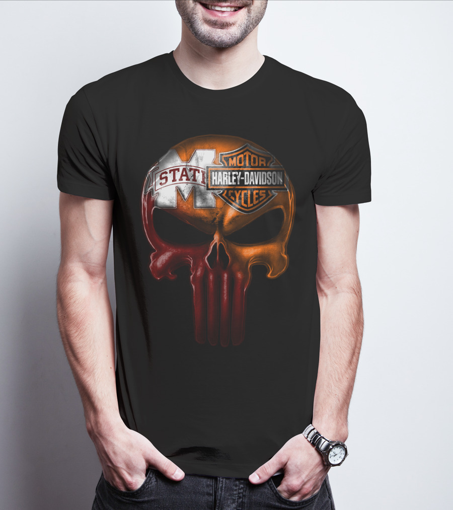 Mississippi State Harley Davidson Punisher T-Shirt